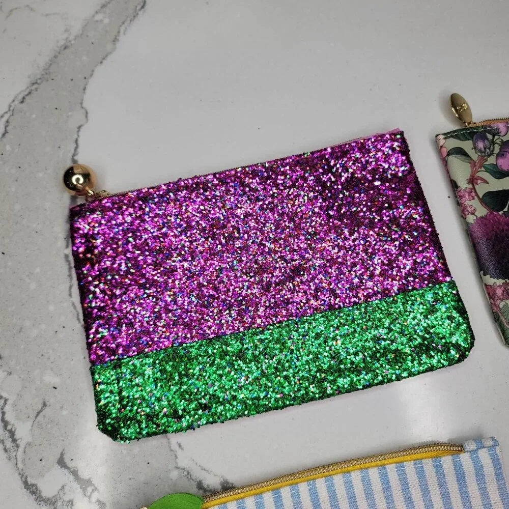 ipsy cosmetic makeup bag lot of 4 NEW glitter, floral, pink, peach no makeup - Picture 5 of 6